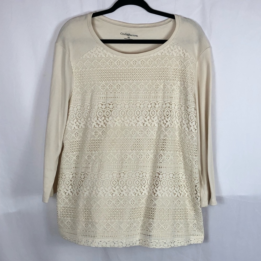 Croft &Barrow | Lace Front Top
